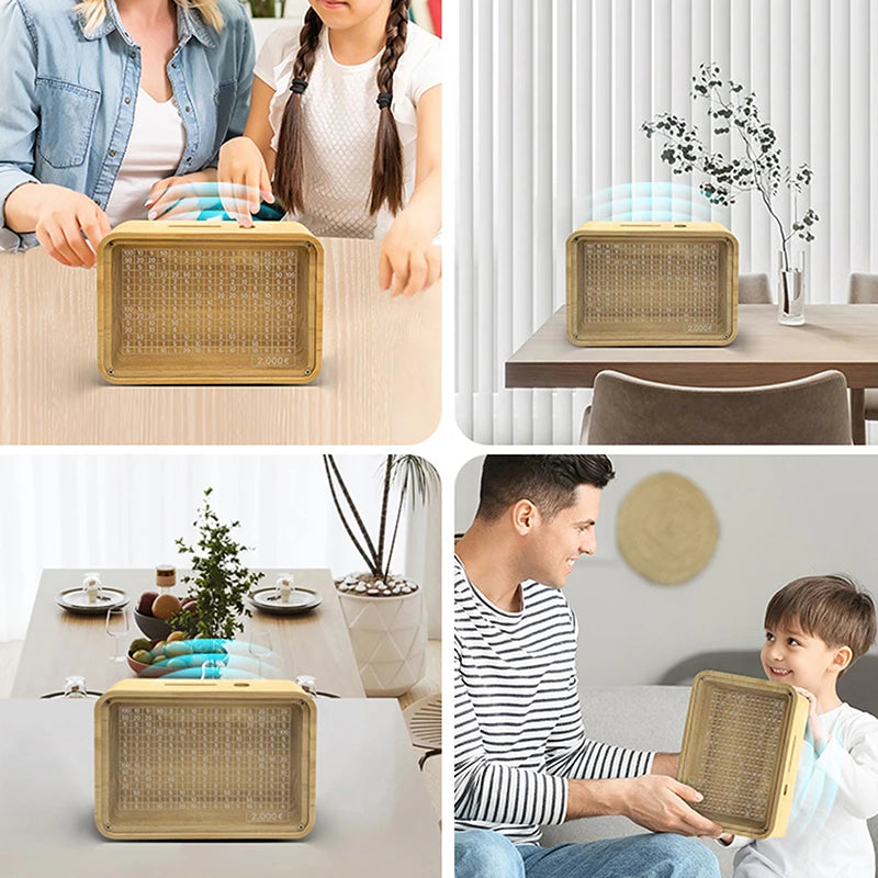 Saving Money Box EUR Piggy Bank with Saving Goal and Numbers Retro Reusable Wooden Box Saving Challenge Money Jar